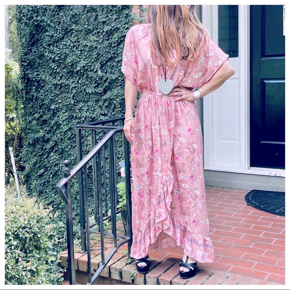 Faux Wrap Floral Beautiful Maxi Dress - Picture 2 of 12